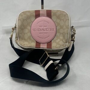 Coach Beige and Pink Signature Crossbody Bag